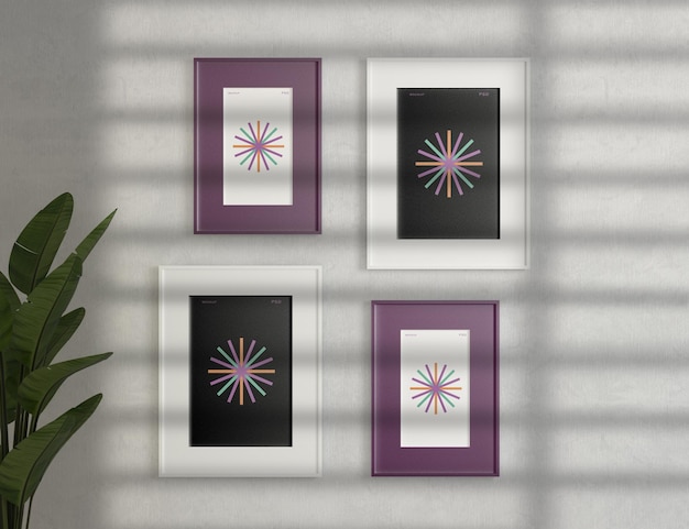 Mockups do quadro na parede de cimento