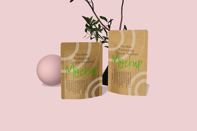 Mockups de embalaje de bolsas