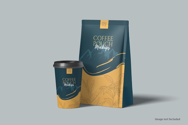 PSD mockups für kaffeebeutelverpackungen