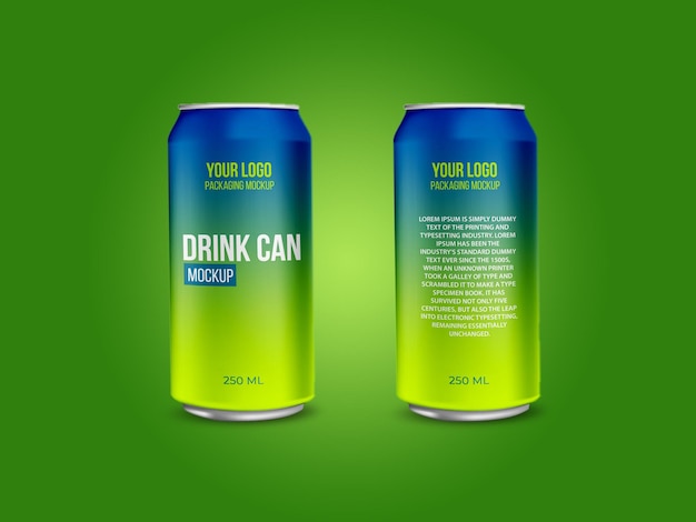 Mockups de latas de bebidas de metal