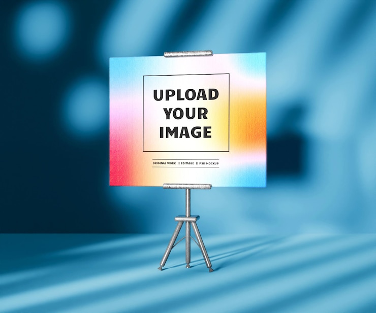 PSD mockups de lienzo realistas para creadores digitales