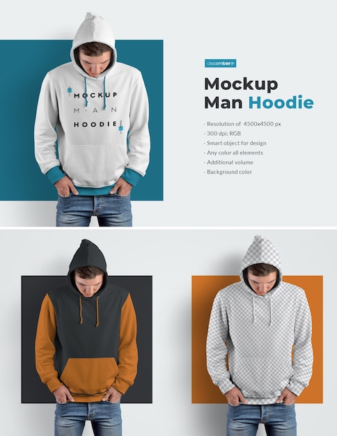 Mockups masculinos com capuz