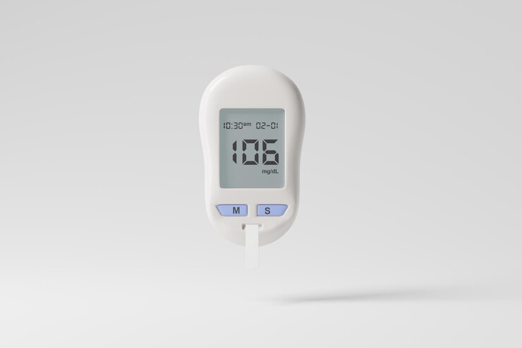 PSD mockups de la pantalla del medidor de glucosa o del glucómetro
