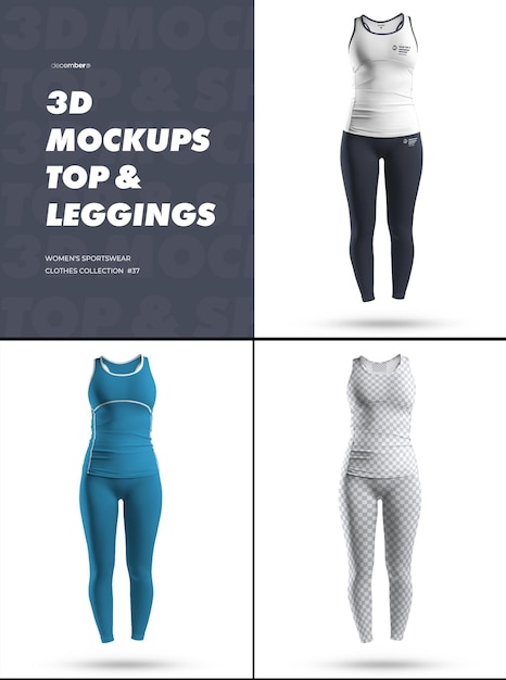 Mockups Sport Débardeur et Leggings Facile à personnaliser les couleurs Débardeur et Leggings et tous les éléments