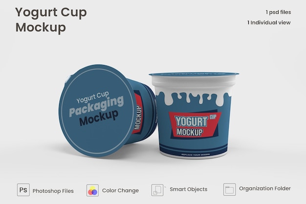Mockups de tazas de yogur Premium Psd