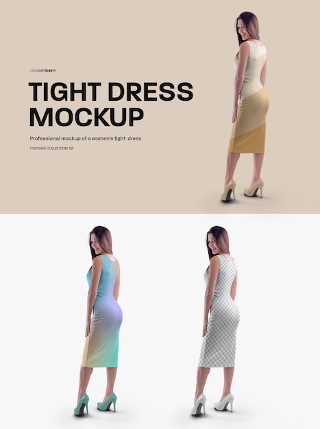 Mockups de vestido ajustado para mujer