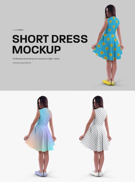 Mockups de vestido ondulado corto para mujer