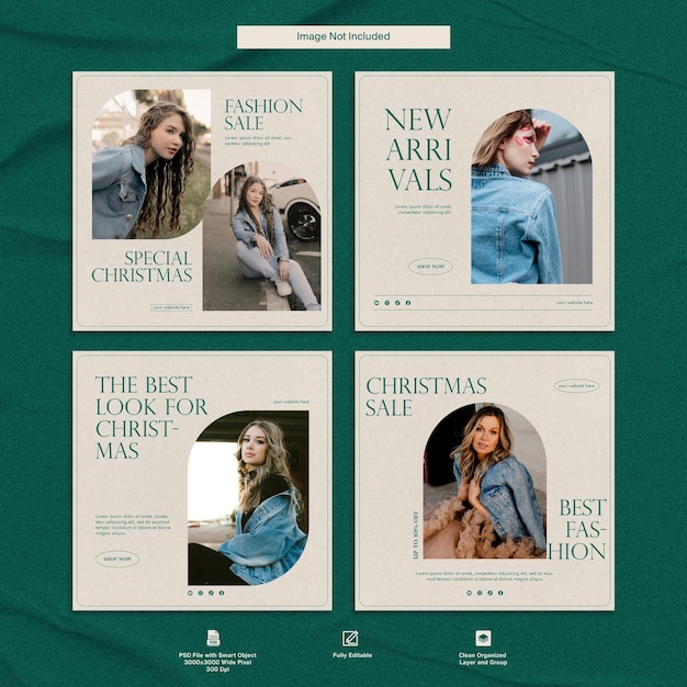 moda de Natal mídia social instagram post banners conjunto coleção