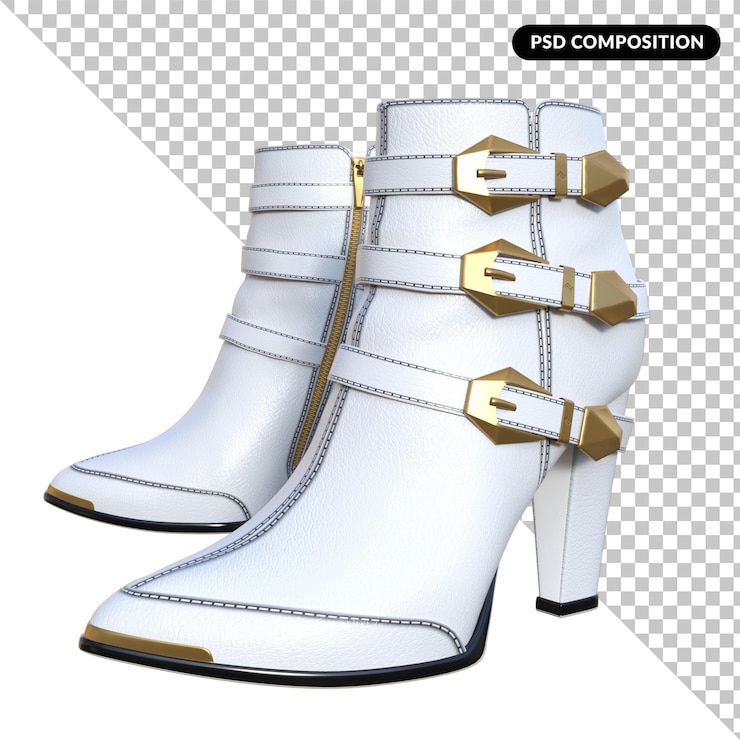 PSD moda femminile degli stivali 3d isolato