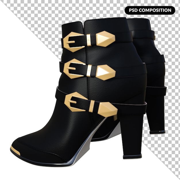 Moda femminile degli stivali 3d isolato