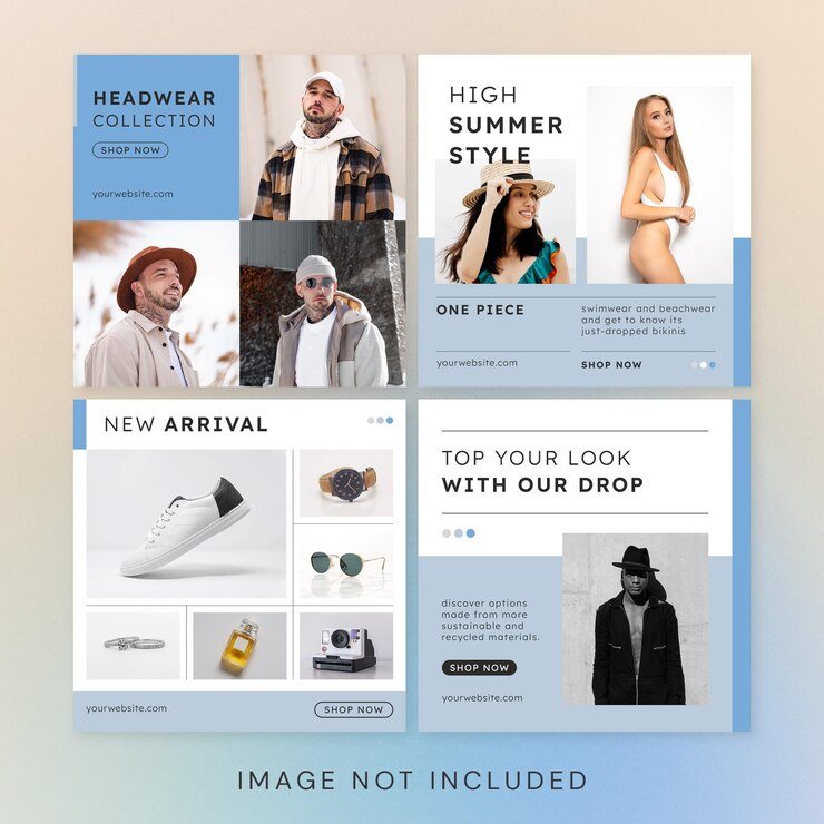 Moda minimalista Instagram Social Media Design Azzurro