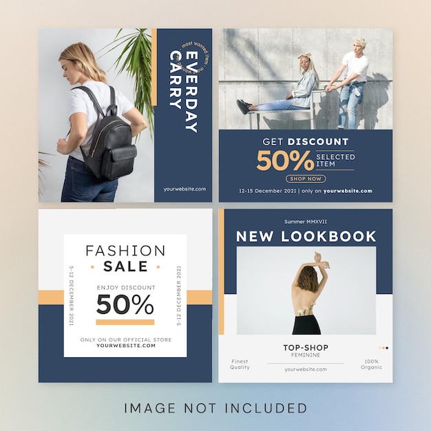 Moda minimalista Instagram Social Media Design Navy