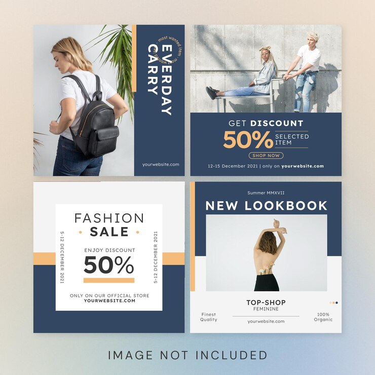 Moda minimalista Instagram Social Media Design Navy
