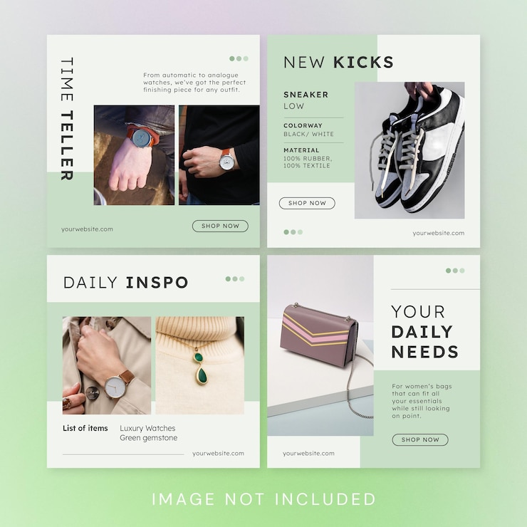 Moda minimalista Instagram Social Media Design Verde menta