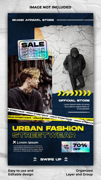 Moda urbana streetwear banner instagram story template