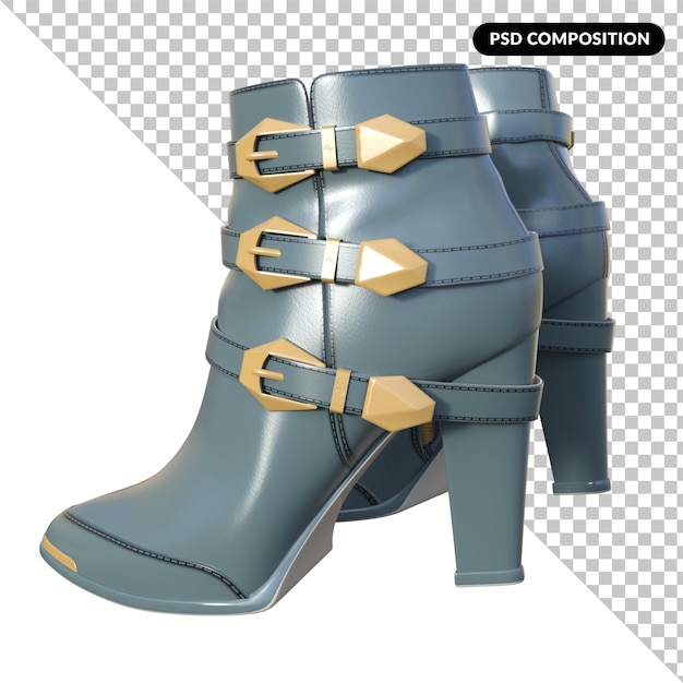 PSD mode de bottes féminines isolées en 3d