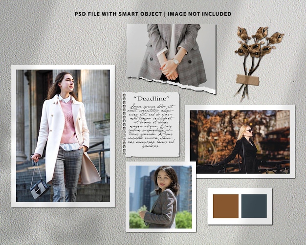 Mode Fotorahmen Collage Moodboard Set Mockup Premium Psd