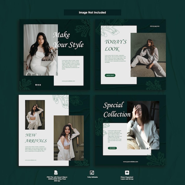 PSD mode frau minimalistisch elegantes thema instagram post template design set bundle