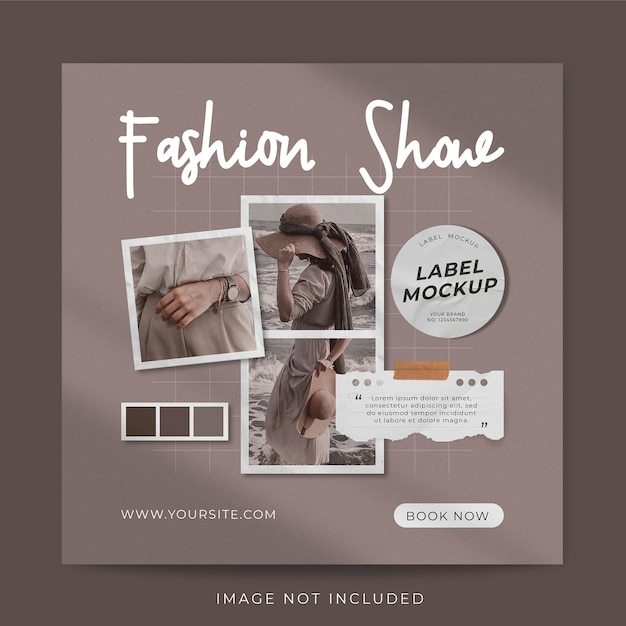 Mode-instagram-beitragsvorlage mit fotorahmen-mockup