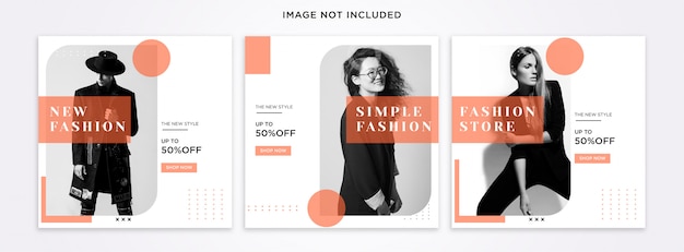 Mode instagram post template set