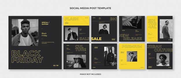 Mode instagram post template set