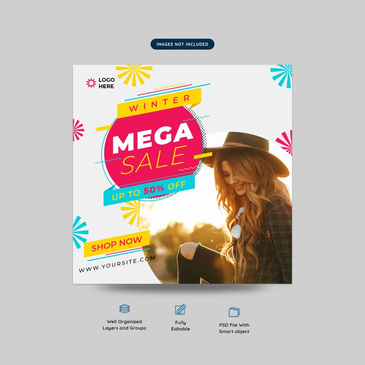 Mode Mega Sale Angebot Social Media Beitragsvorlage