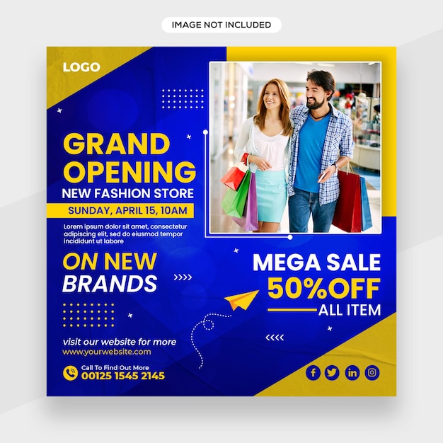 Mode- oder Shopping-bezogenes Instagram-Banner oder Social-Media-Beitrag oder Facebook-Cover-Vorlage