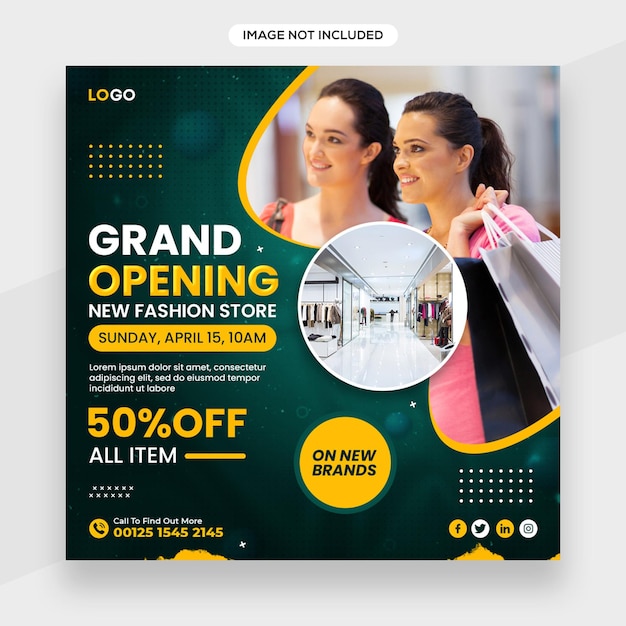 Mode- oder Shopping-bezogenes Instagram-Banner oder Social-Media-Beitrag oder Facebook-Cover-Vorlage