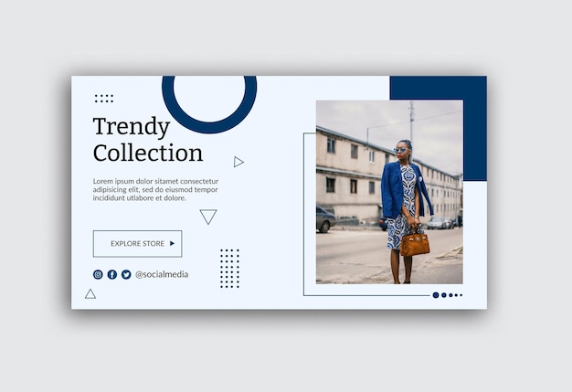 PSD mode trendige social-media-banner-poster-vorlage design premium psd 2022