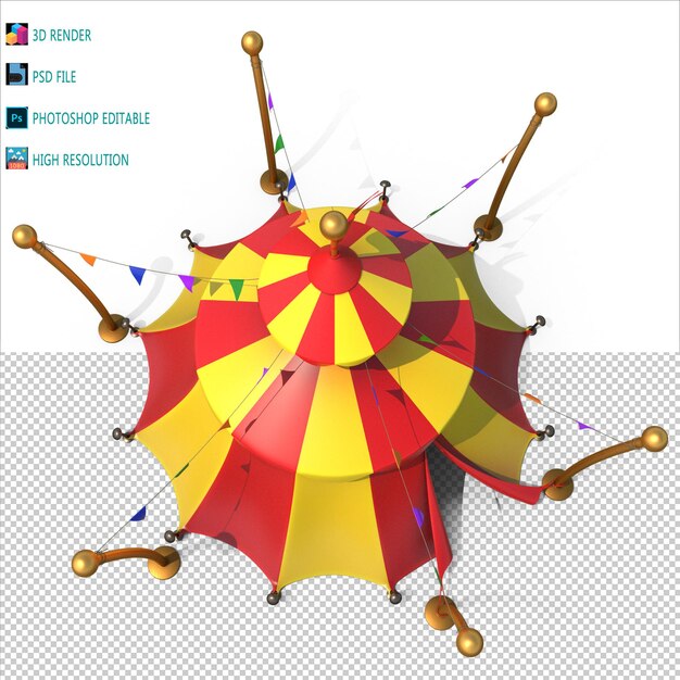 PSD modelación en 3d de la tienda de circo