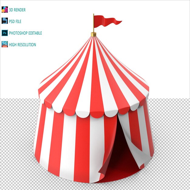 PSD modelación en 3d de la tienda de circo