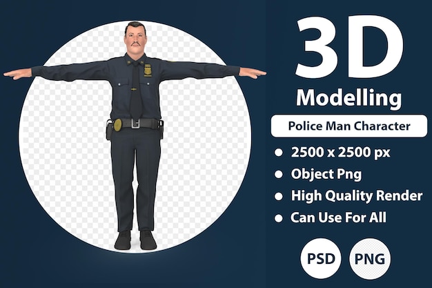 PSD modelado 3d de personajes de policías