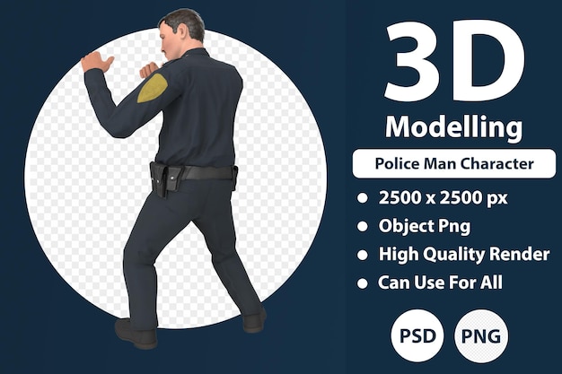 PSD modelado 3d de personajes de policías