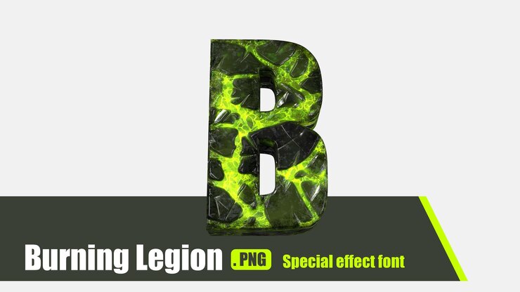 PSD modelagem 3d burning legion hellfire série letra b