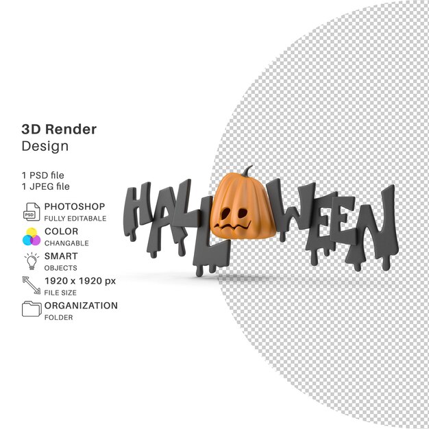 Modelagem 3d de halloween arquivo psd efeito de texto realista de halloween