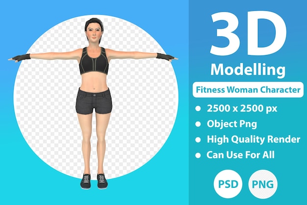 PSD modelagem 3d de mulher fitness
