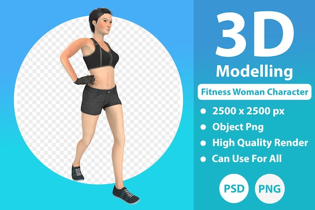 Modelagem 3d de mulher fitness