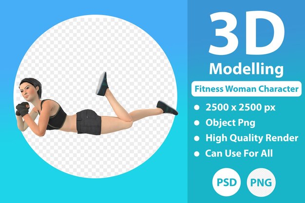 Modelagem 3d de mulher fitness