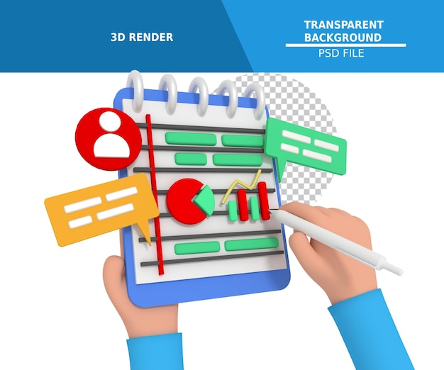 Modelagem 3d de planejamento de negócios em caderno