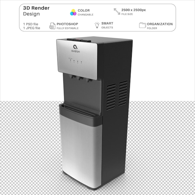 PSD modelagem 3d de refrigerador de água psd