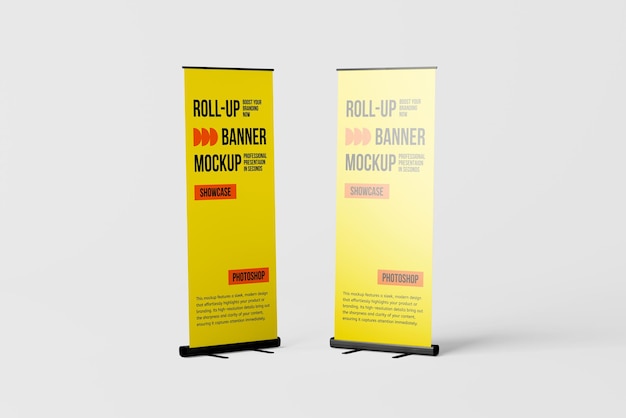 Modelagem de banner enrolável - suporte de exibição para publicidade e marketing