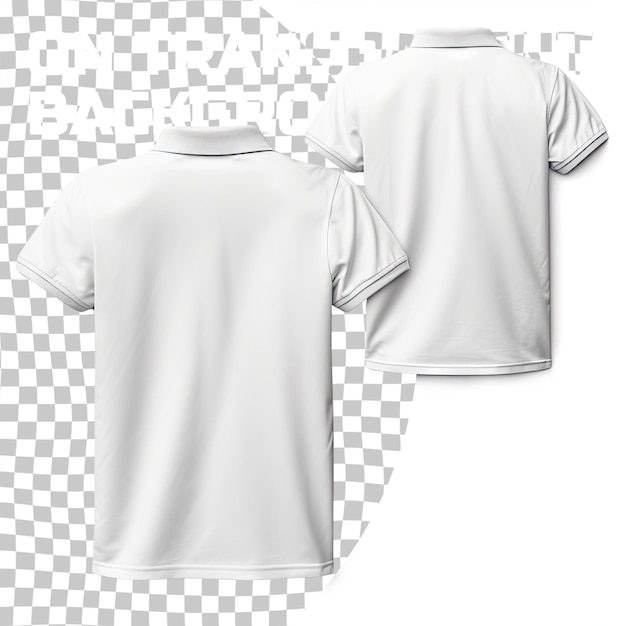 PSD modelagem de camisa de colarinho em branco modelo de vista frontal e traseira isolada em camisa transparente modelo de camisa simples apresentação de design de polo para impressão isolada em fundo transparente