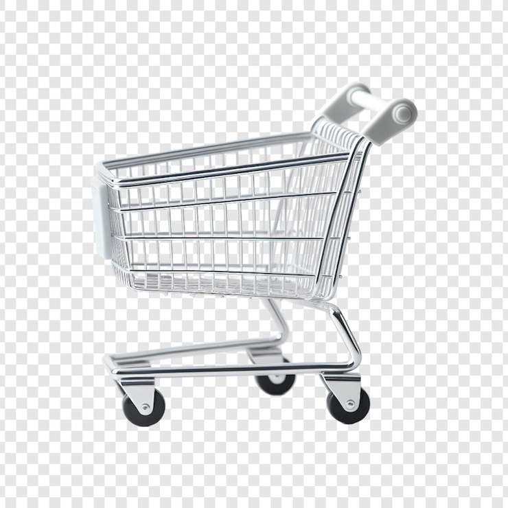 PSD modelagem de carrinho de compras em fundo transparente