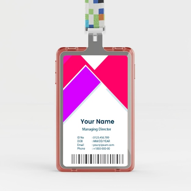 Modelagem de cartão de identificação psd 3d render realistic id card mockup