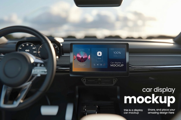 Modelagem de ecrã de carro em close-up