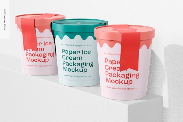 Modelagem de embalagem de papel de sorvete, vista direita