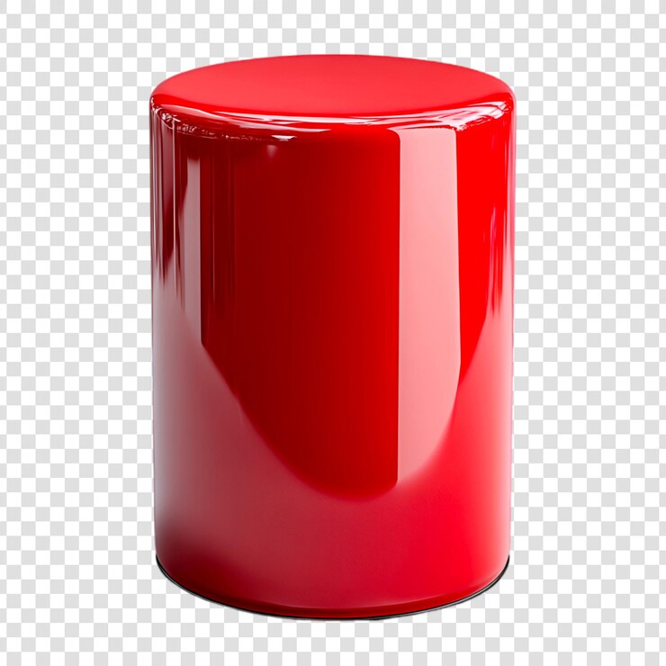PSD modelagem de exibição de produto de objeto cilíndrico vermelho brilhante