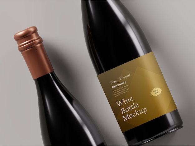 Modelagem de garrafa de vinho em close-up