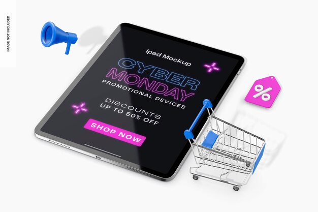 PSD modelagem de ipad de cyber monday