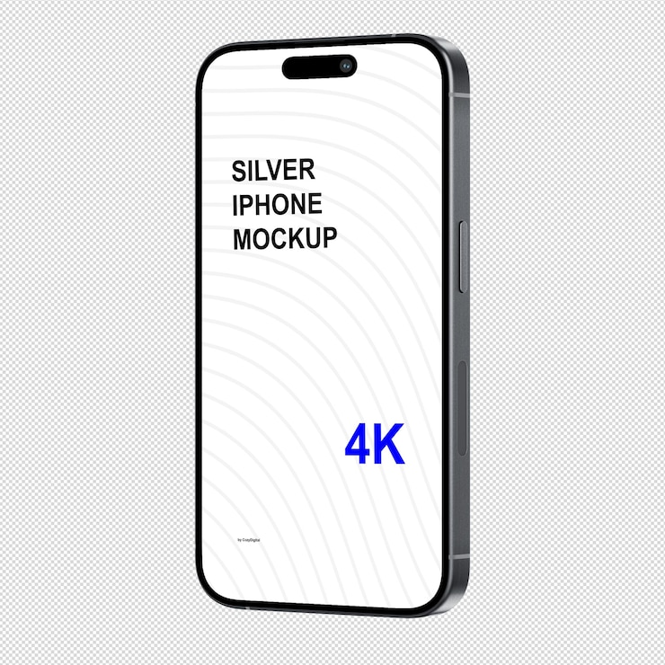 PSD modelagem de iphone prateada sem fundo visão de estilo isométrico